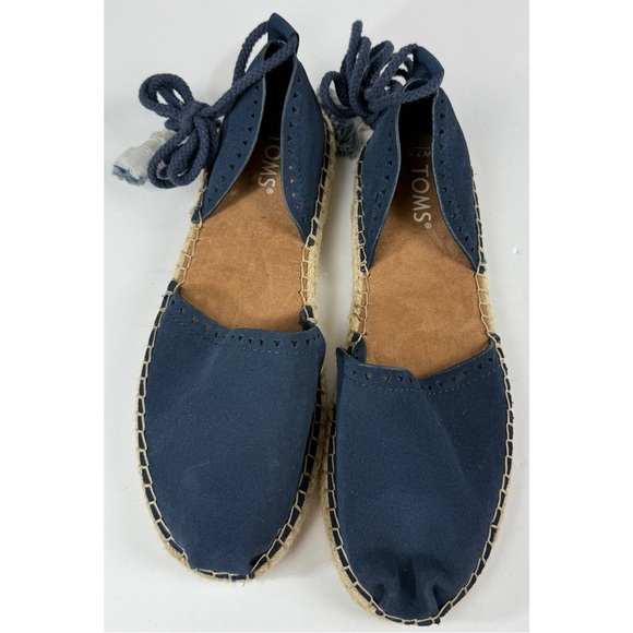 TOMS NWOB Womens Katalina Suede Lace Up Espadrille Flats Shoes Navy Blue Sz 7.5 - Picture 2 of 5